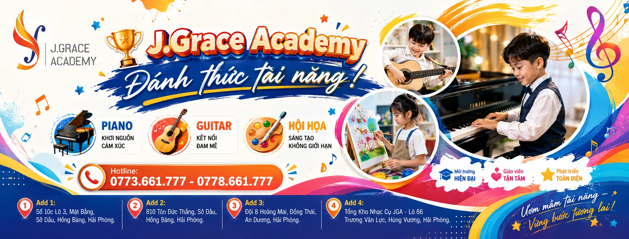 Banner J.Grace Academy - Piano, Guitar, Hội họa tại Hải Phòng